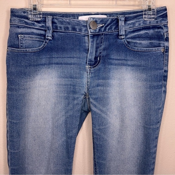 SIZE 1 NO BOUNDARIES BLUE JUNIORS SKINNY JEANS DISTRESSED STRETCH - Picture 2 of 11